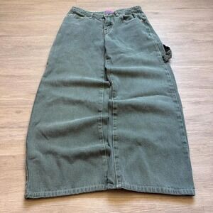 26W Olive Green Baggy Wide Leg Carpenter Jeans Edikted Y2K
